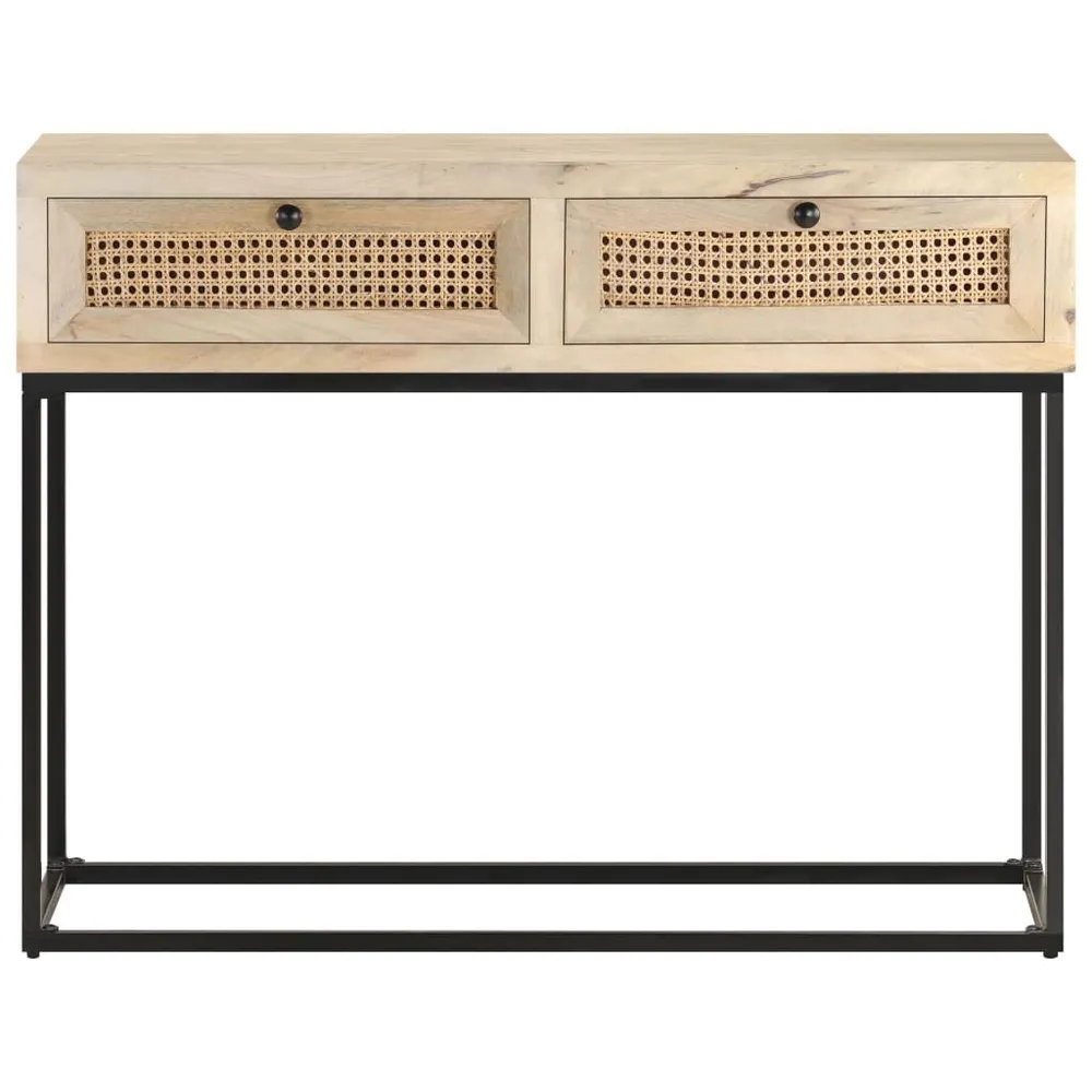 Mesa consola 100x35x76 cm mangueira maciç e palha genuíno