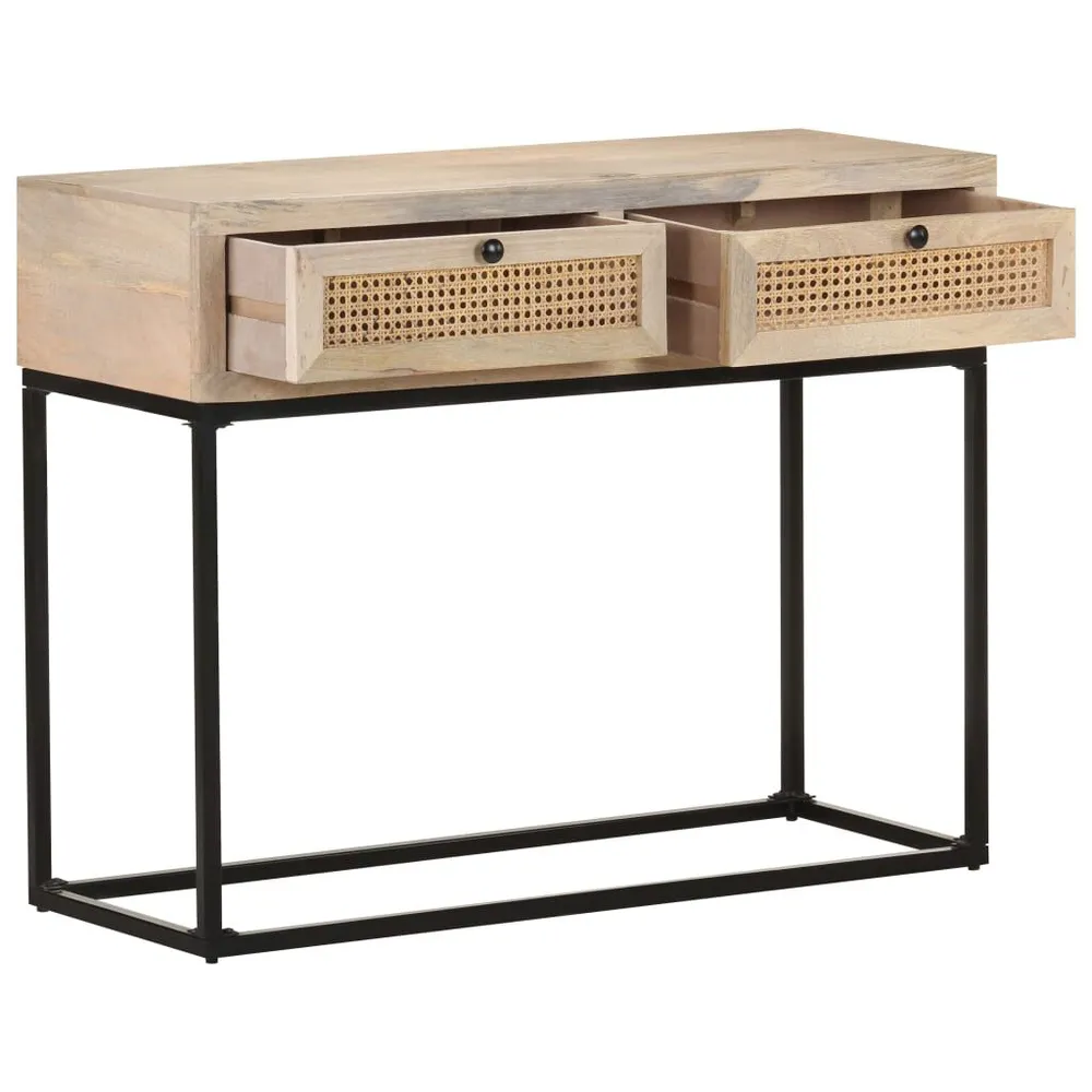 Mesa consola 100x35x76 cm mangueira maciç e palha genuíno