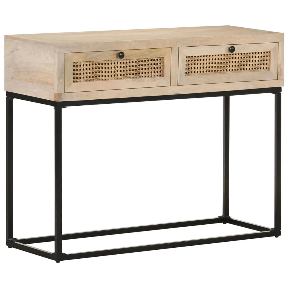 Mesa consola 100x35x76 cm mangueira maciç e palha genuíno