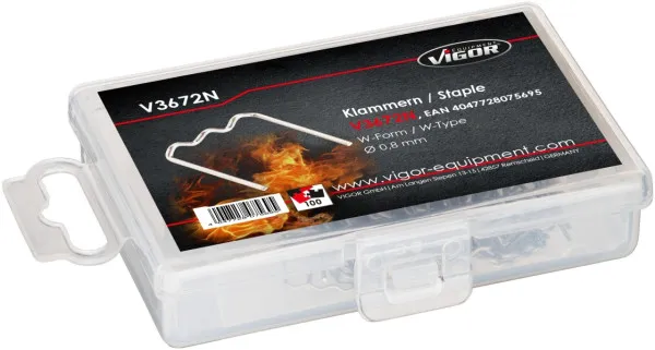 Grampos de reposição VIGOR, 0,8 mm, formato W, número de ferramentas: 100, V3672N