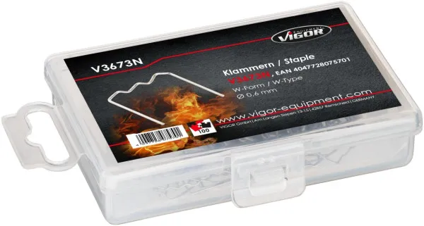 Grampos de reposição VIGOR, 0,6 mm, formato W, número de ferramentas: 100, V3673N