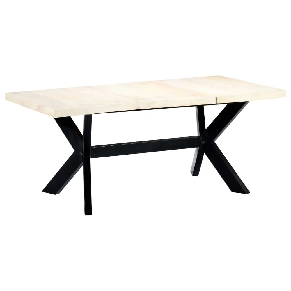 Mesa de jantar 180x90x75 cm madeira de mangueira maciç branco