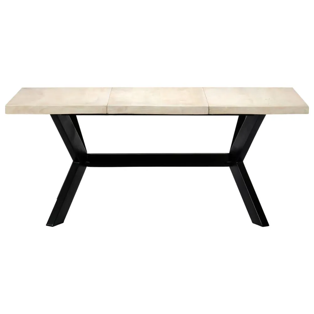 Mesa de jantar 180x90x75 cm madeira de mangueira maciç branco