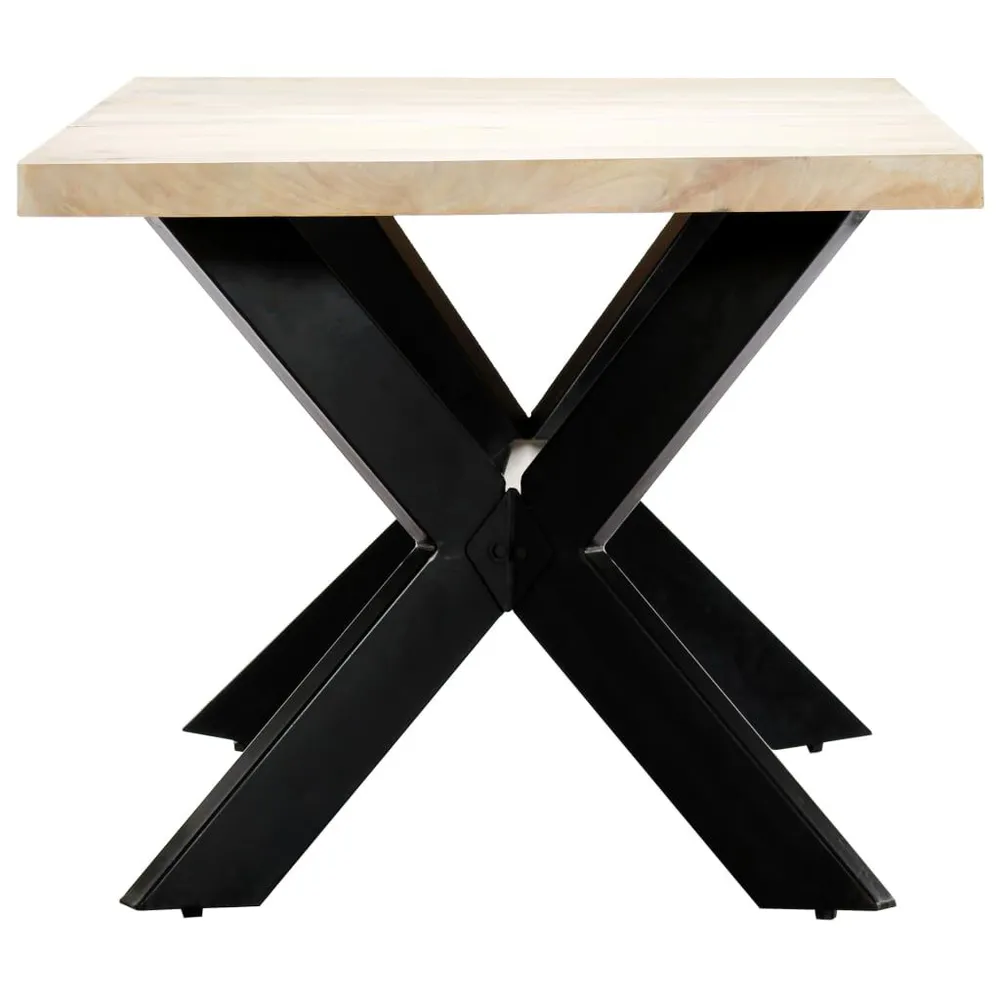 Mesa de jantar 180x90x75 cm madeira de mangueira maciç branco