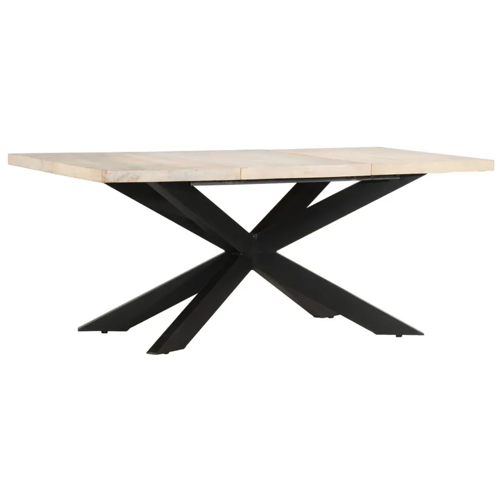 Mesa de jantar 180x90x76 cm madeira mangueira maciç branqueada