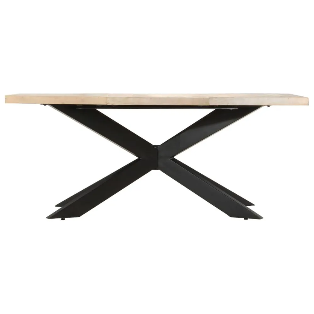 Mesa de jantar 180x90x76 cm madeira mangueira maciç branqueada