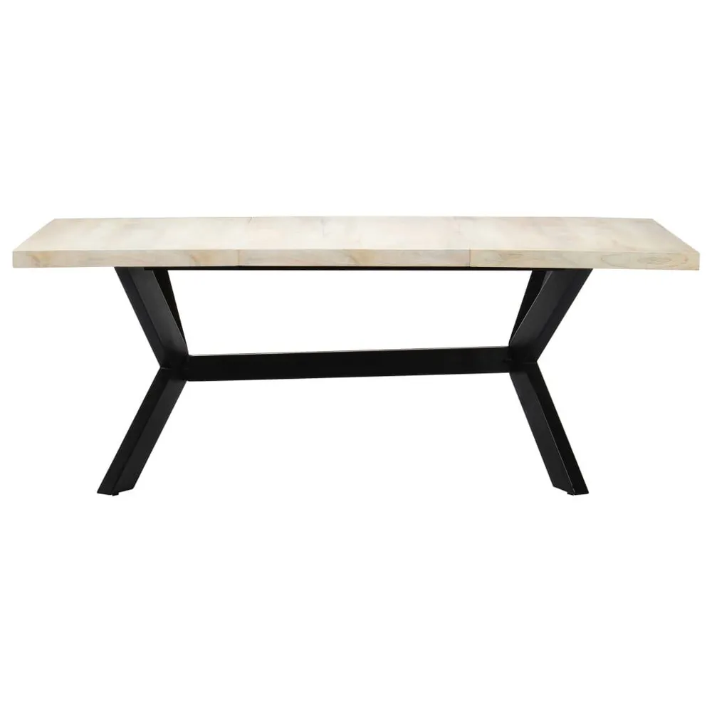 Mesa de jantar 200x100x75 cm madeira de mangueira maciç branco