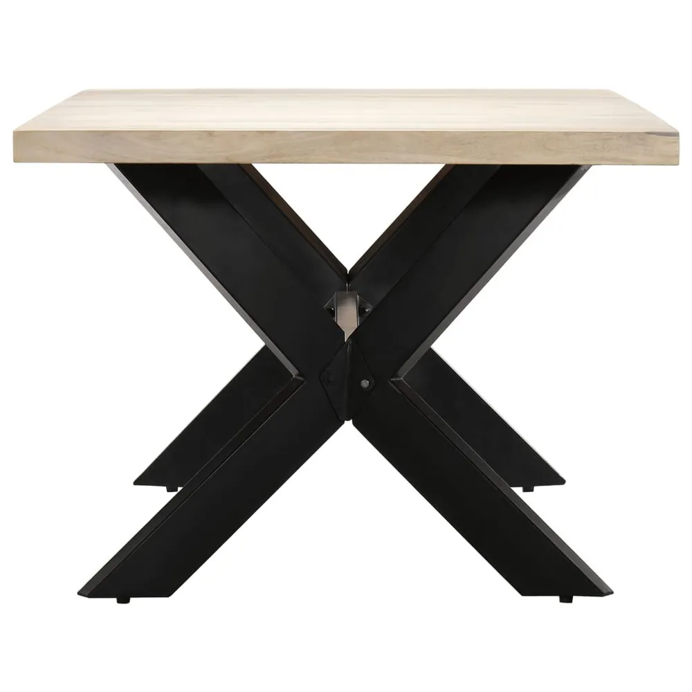 Mesa de jantar 200x100x75 cm madeira de mangueira maciç branco