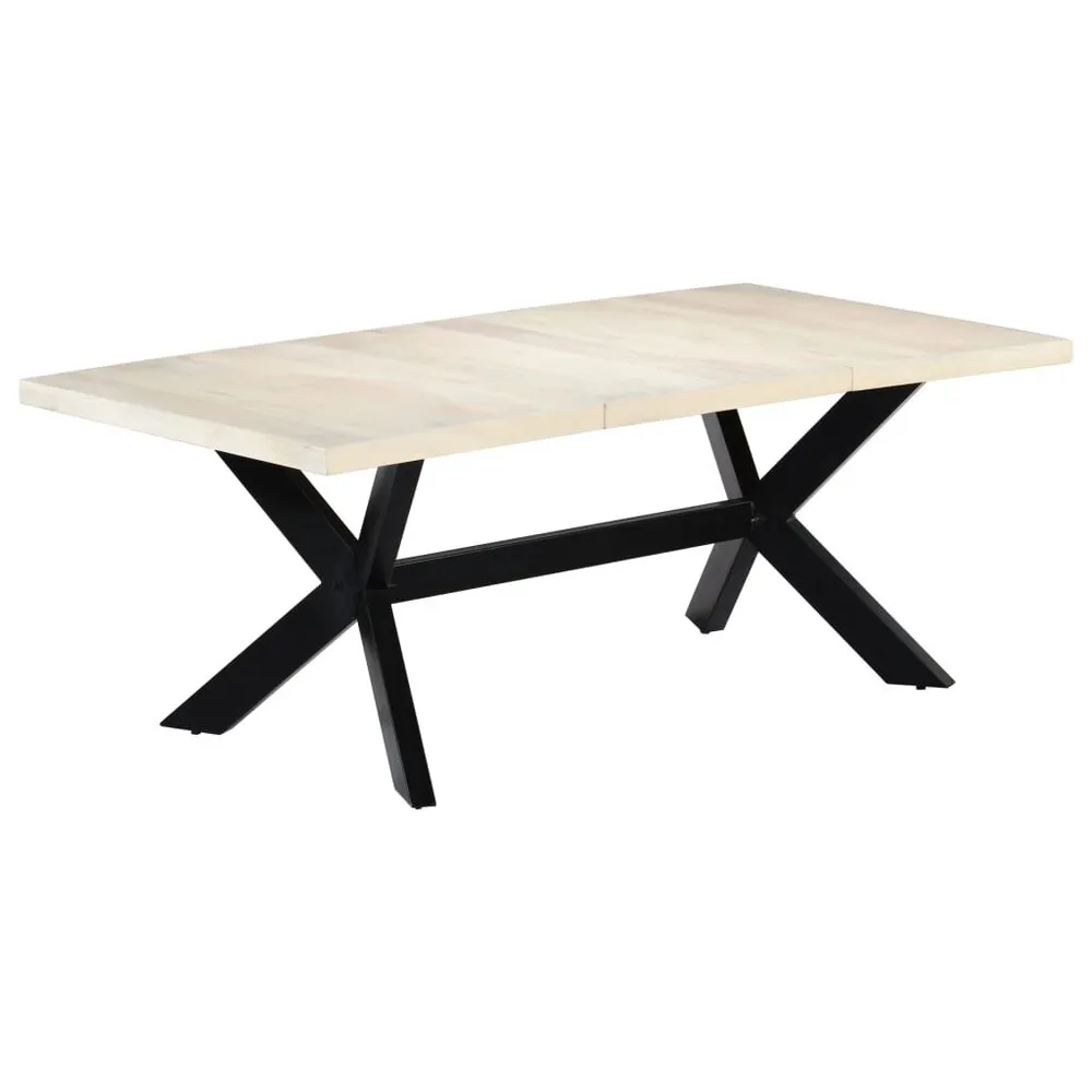 Mesa de jantar 200x100x75 cm madeira de mangueira maciç branco
