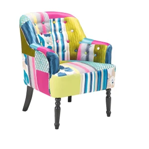Poltrona em tecido patchwork colorido MANDAL