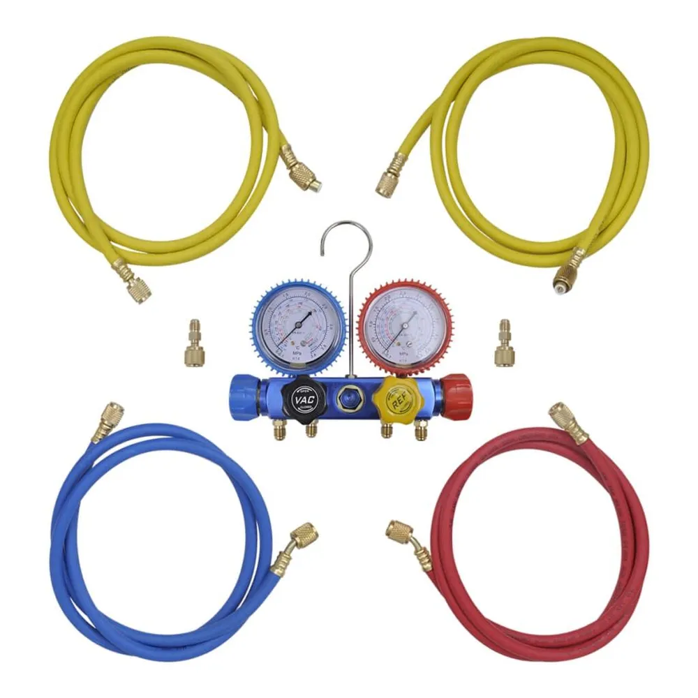 Conjunto manómetro colector 4 formas num estojo de ferramentas vidaXL