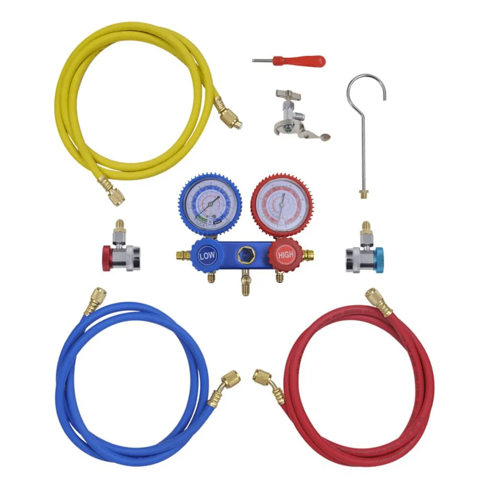 Conjunto manómetro colector 2 formas num kit de ferramentas vidaXL