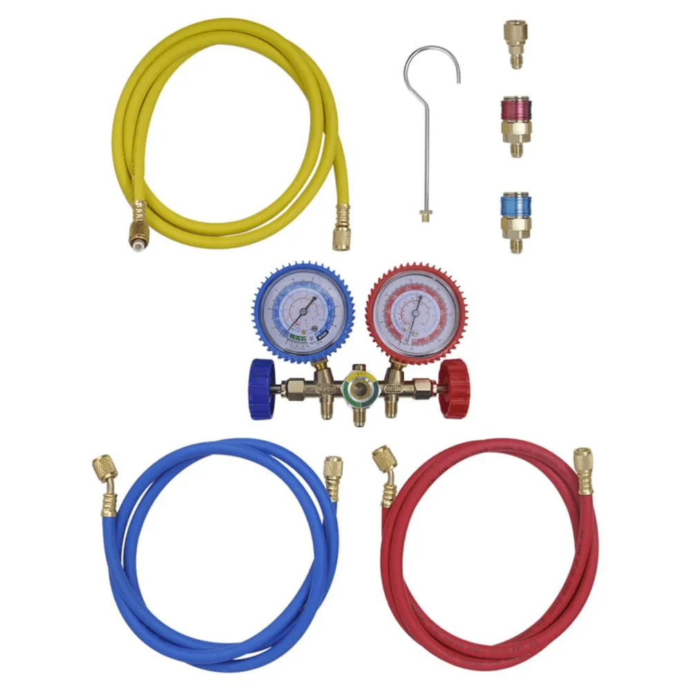2 modos- conjunto de manómetro medidor para ar condicionado vidaXL