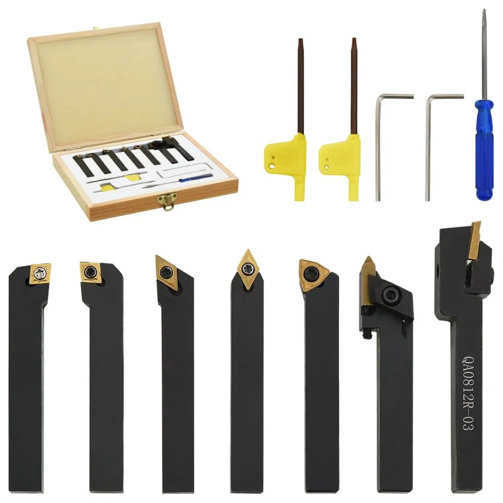 12 pcs conj. ferramentas torneamento intercambiável 8x8mm 70mm vidaXL