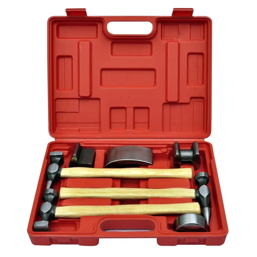 Conjunto com martelo reparação mossas carroçaria carro 7 pcs com Cabo Extensível
