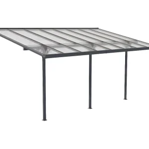 Pérgola de parede em alumínio 15,1 m² antracite ALVARO - Opaca. C497 x L305 x A240/285 cm