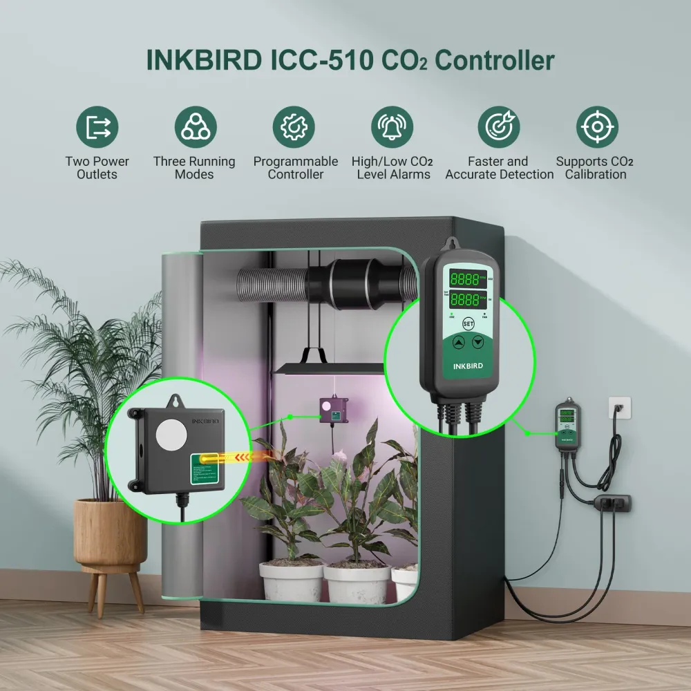 Controlador programável de CO2 com sensor S01 ICC-510 com Tela Colorida