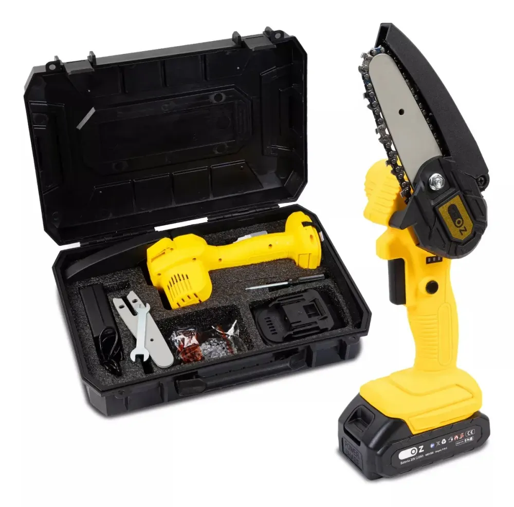Mini Motosserra Elétrica Bateria Bivolt Portátil