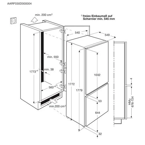 Frigorífico Combinado Encastrável Zanussi ZBB28441SA | 177,2x54x54,7 cm | 196 L | G | Branco