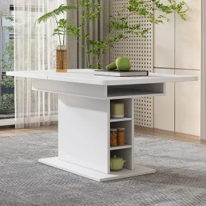 Mesa de jantar extensível para 4 6 talheres com arrumação - C130xL70xA75cm - Aglomerado - Branco