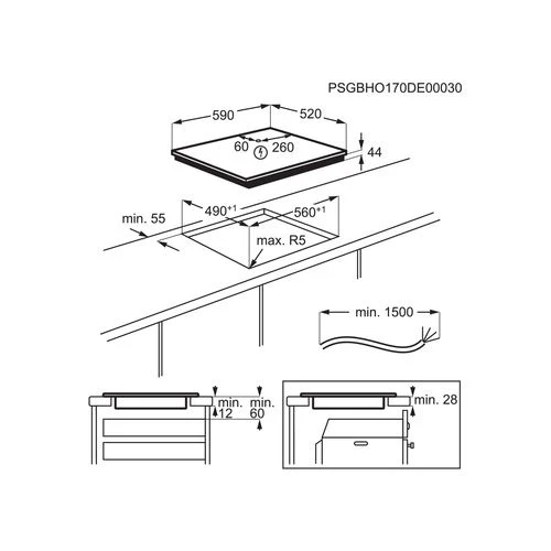 Placa de Indução Electrolux LIT60336 | Elétrica | 59 cm | Preto