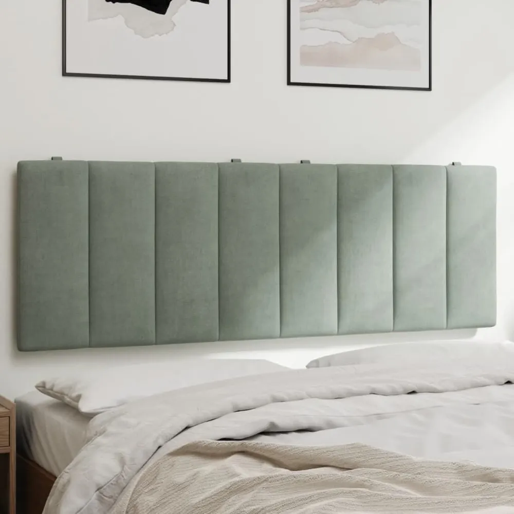 Almofadão de cabeceira 140 cm veludo cinzento-claro