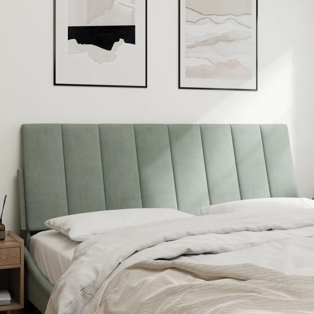 Almofadão de cabeceira 140 cm veludo cinzento-claro