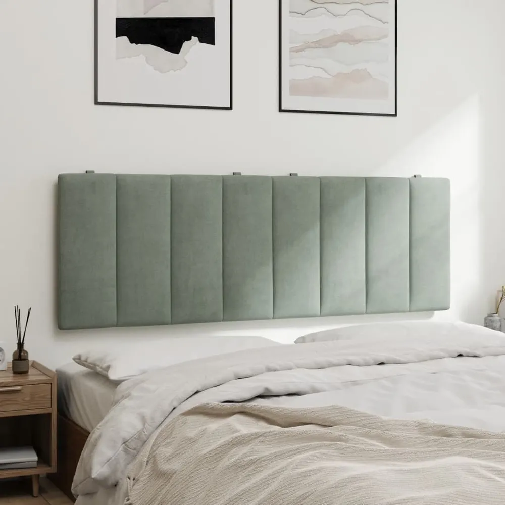 Almofadão de cabeceira 140 cm veludo cinzento-claro