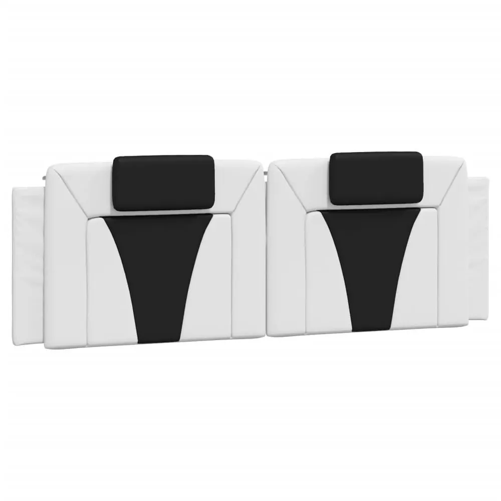 Almofadão de cabeceira 160 cm couro artificial branco e preto