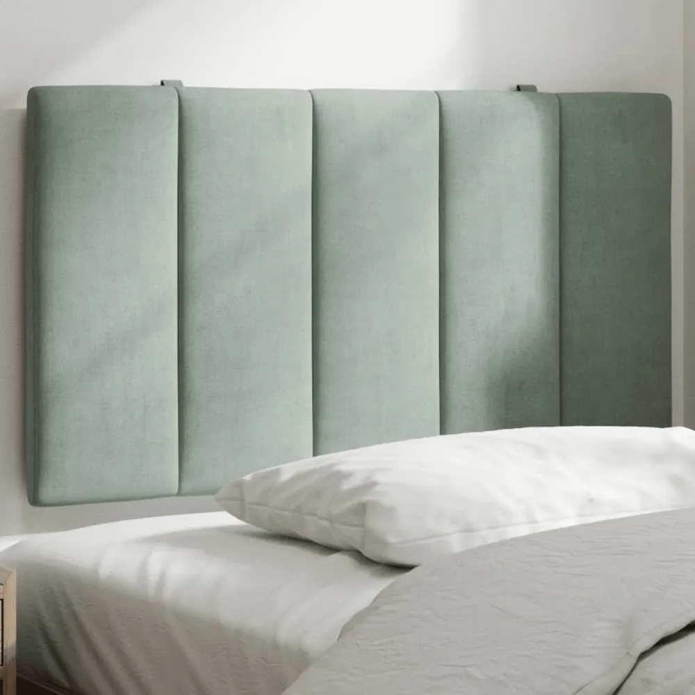 Almofadão de cabeceira 80 cm veludo cinzento-claro