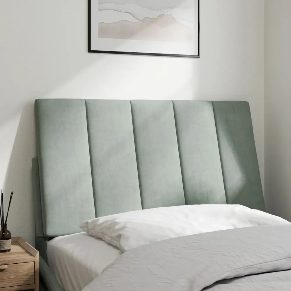 Almofadão de cabeceira 80 cm veludo cinzento-claro