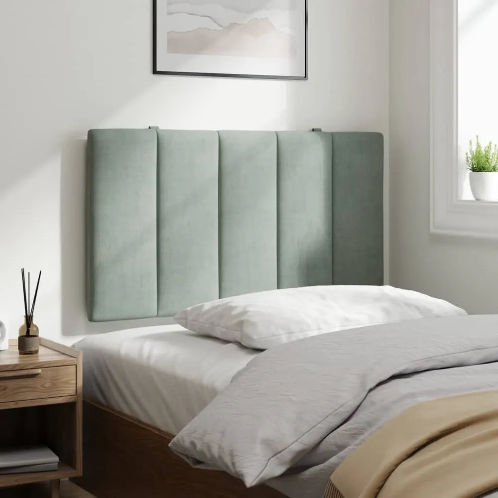 Almofadão de cabeceira 80 cm veludo cinzento-claro