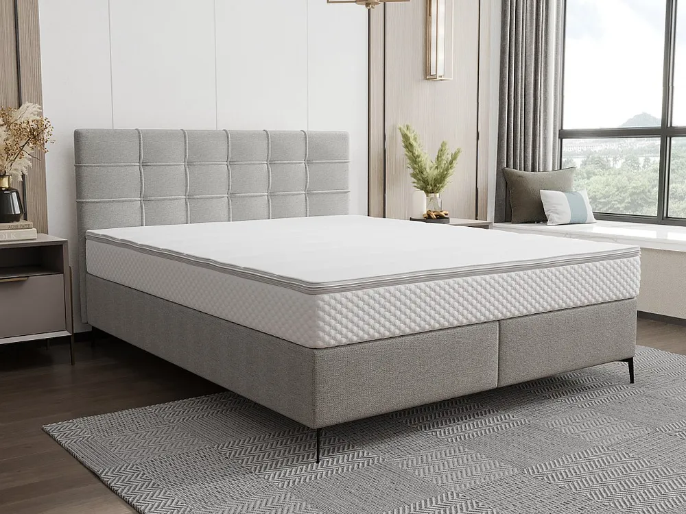 Conjunto completo boxspring 160 x 200 cm tecido cinza-claro - INAO de YSMÉE
