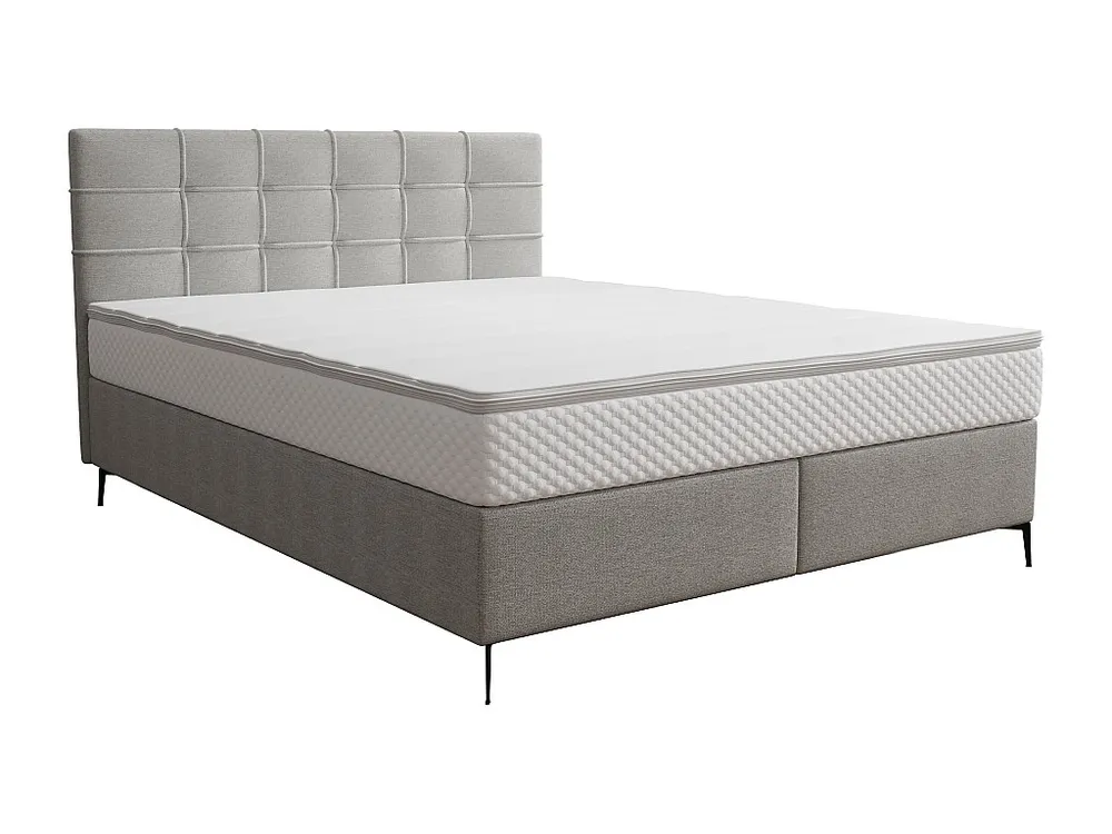 Conjunto completo boxspring 160 x 200 cm tecido cinza-claro - INAO de YSMÉE