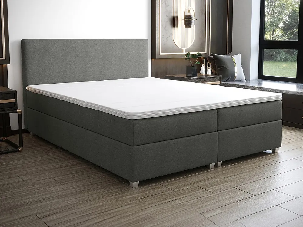 Conjunto completo boxspring 180 x 200 cm tecido antracite - ONAN de YSMÉE