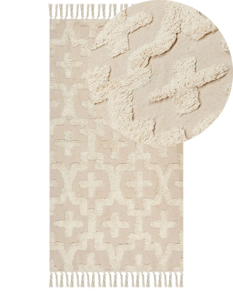 Cotton Area Rug 80 x 150 cm Beige ITANAGAR