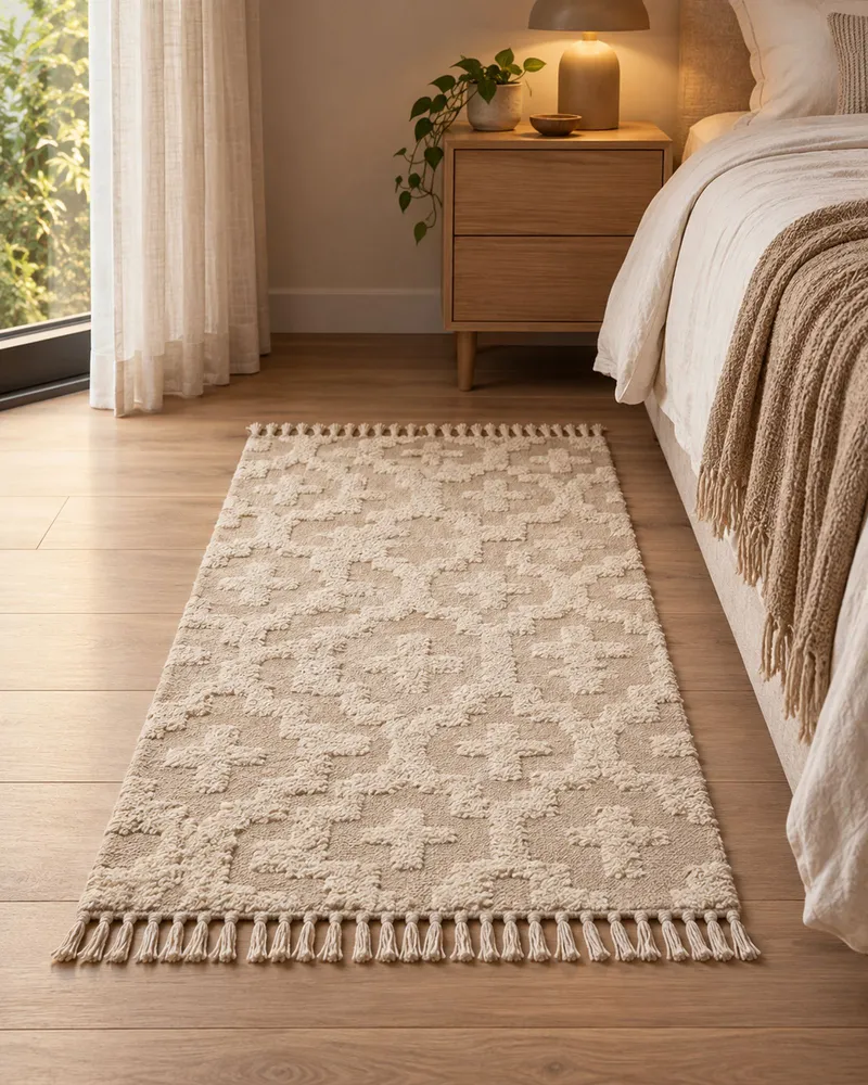 Cotton Area Rug 80 x 150 cm Beige ITANAGAR