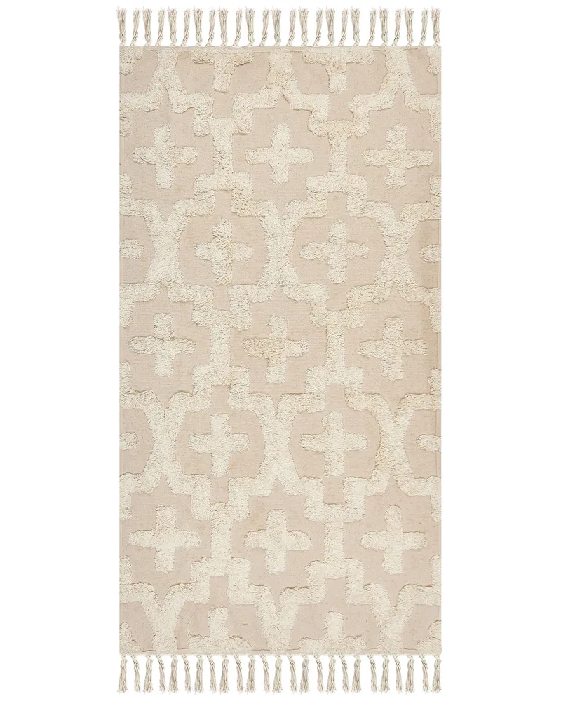 Cotton Area Rug 80 x 150 cm Beige ITANAGAR