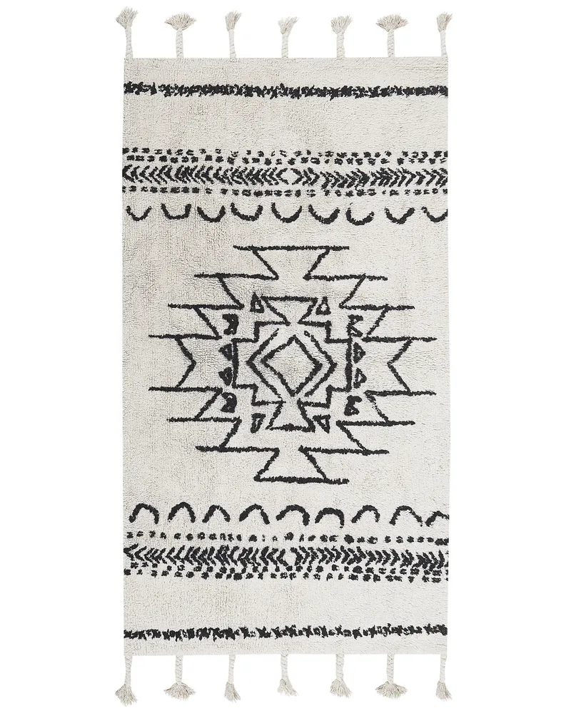 Cotton Area Rug 80 x 150 cm Onix and White KHOURIBGA
