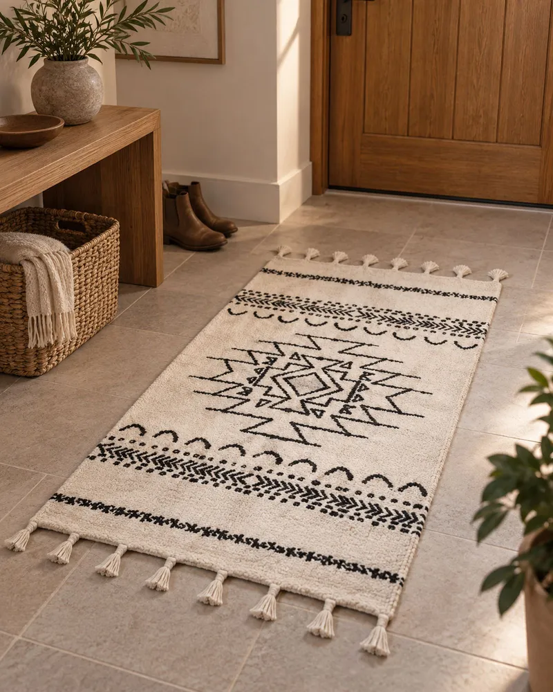 Cotton Area Rug 80 x 150 cm Onix and White KHOURIBGA