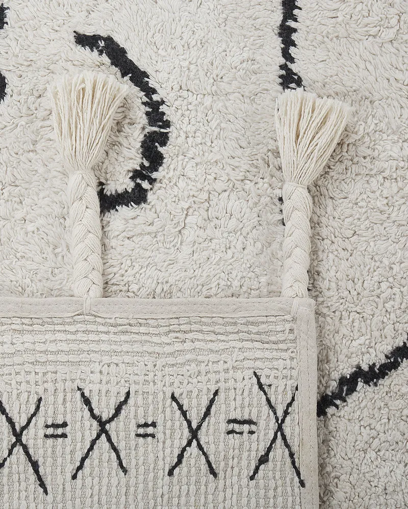 Cotton Area Rug 80 x 150 cm Onix and White KHOURIBGA