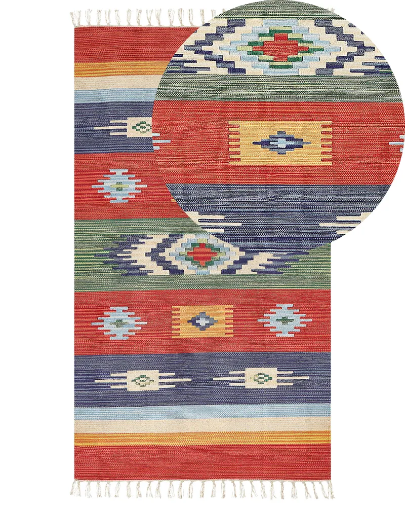 Cotton Kilim Area Rug 80 x 150 cm Multicolour KAMARIS