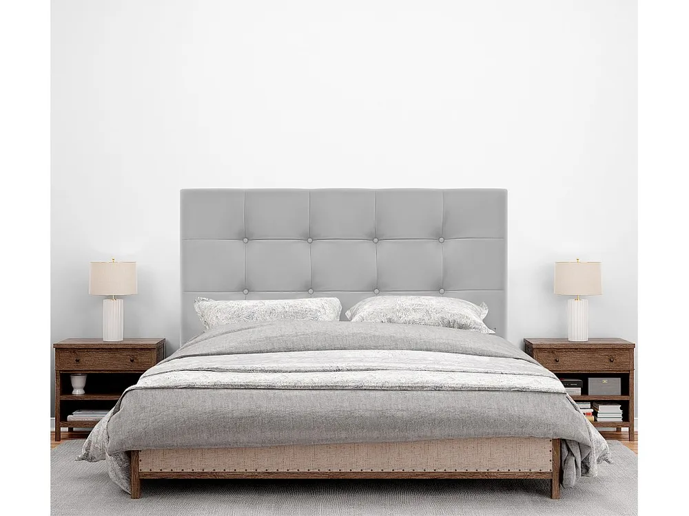 DHOME Cabeceira de Couro sintético Capitoné Até o chão 160x120cm Camas 150/160 - Cinza óbvio