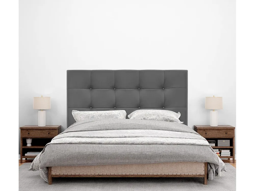 DHOME Cabeceira de Couro sintético Capitoné Até o chão 150x120cm Camas 150 - Cinza