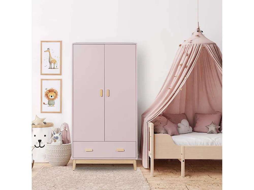 Guardaroupa Mobili Rebecca Amchor 175x80x55 MDF Pinho Rosa Marrom Escandinavo Para Posicionar