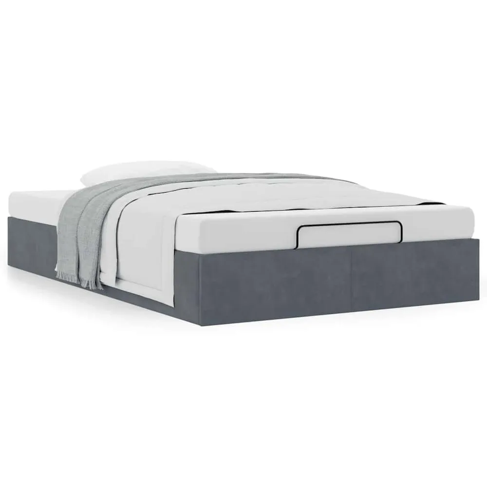 Otomano Bed Frame No Colchão Cinzento Obscuro 120x190 cm Veludo