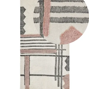 Rectangular Cotton Area Rug 80 x 150 cm Beige and Negro MURADIYE