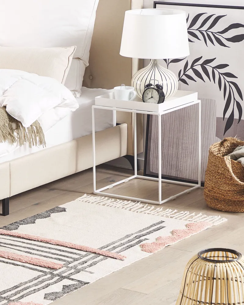 Rectangular Cotton Area Rug 80 x 150 cm Beige and Negro MURADIYE