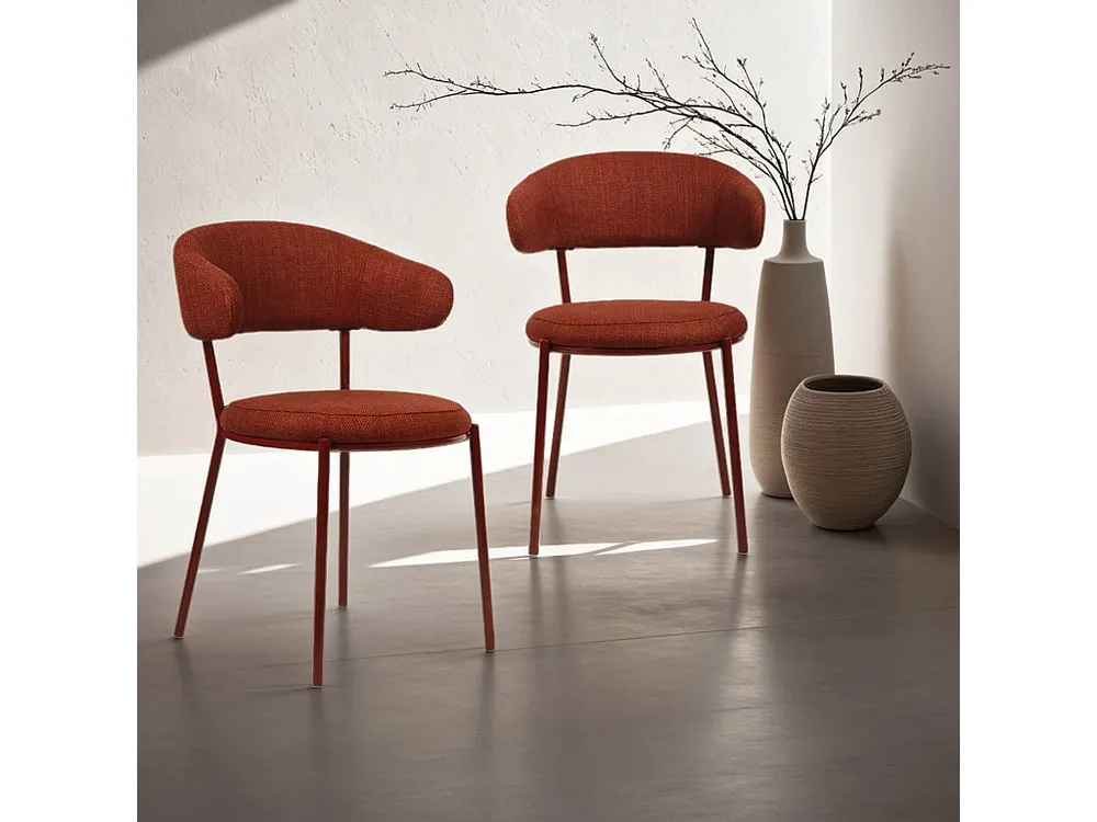 Cadeiras Rebecca Mobili Talong 80,5x47,5x57,5 Tecido de Poliéster ço Vermelho Contemporâneo CONJUNTO 2 peças