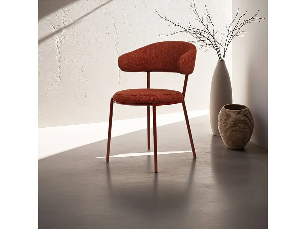 Cadeiras Rebecca Mobili Talong 80,5x47,5x57,5 Tecido de Poliéster ço Vermelho Contemporâneo CONJUNTO 2 peças
